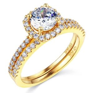 14K Square Halo1.25CT Round Cut CZ Engagement Ring